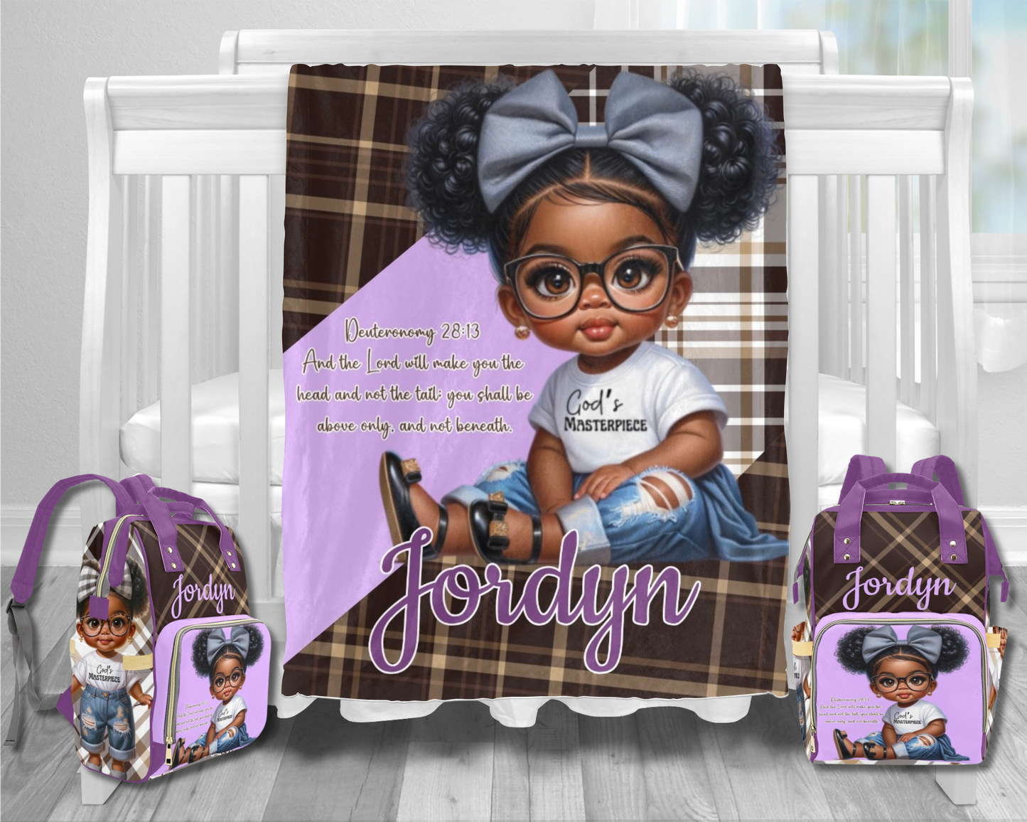 God’s Masterpiece Minky Baby Blanket And Baby bag Bundle