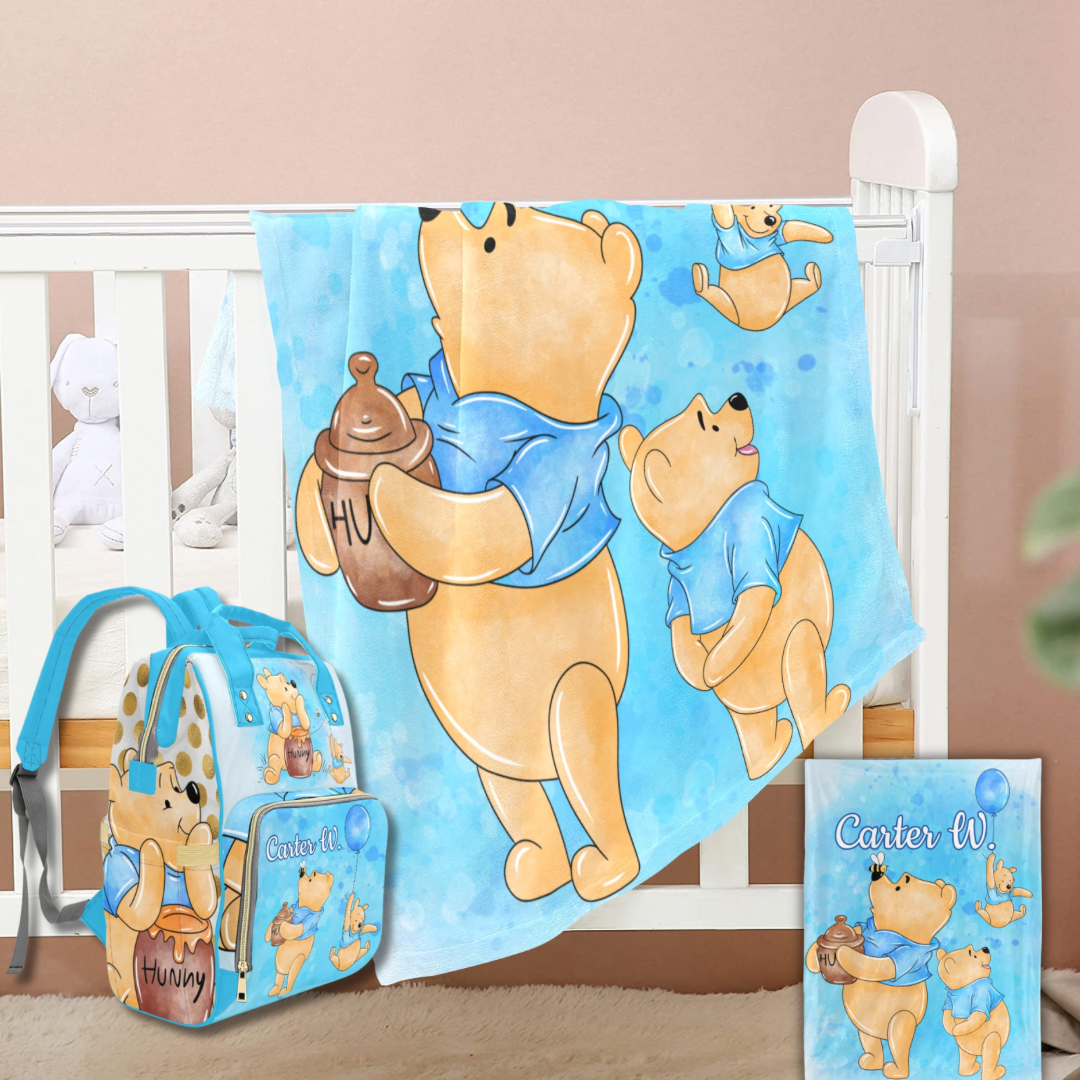 Personalized Diaper Bag and Minky Baby Blanket Bundle