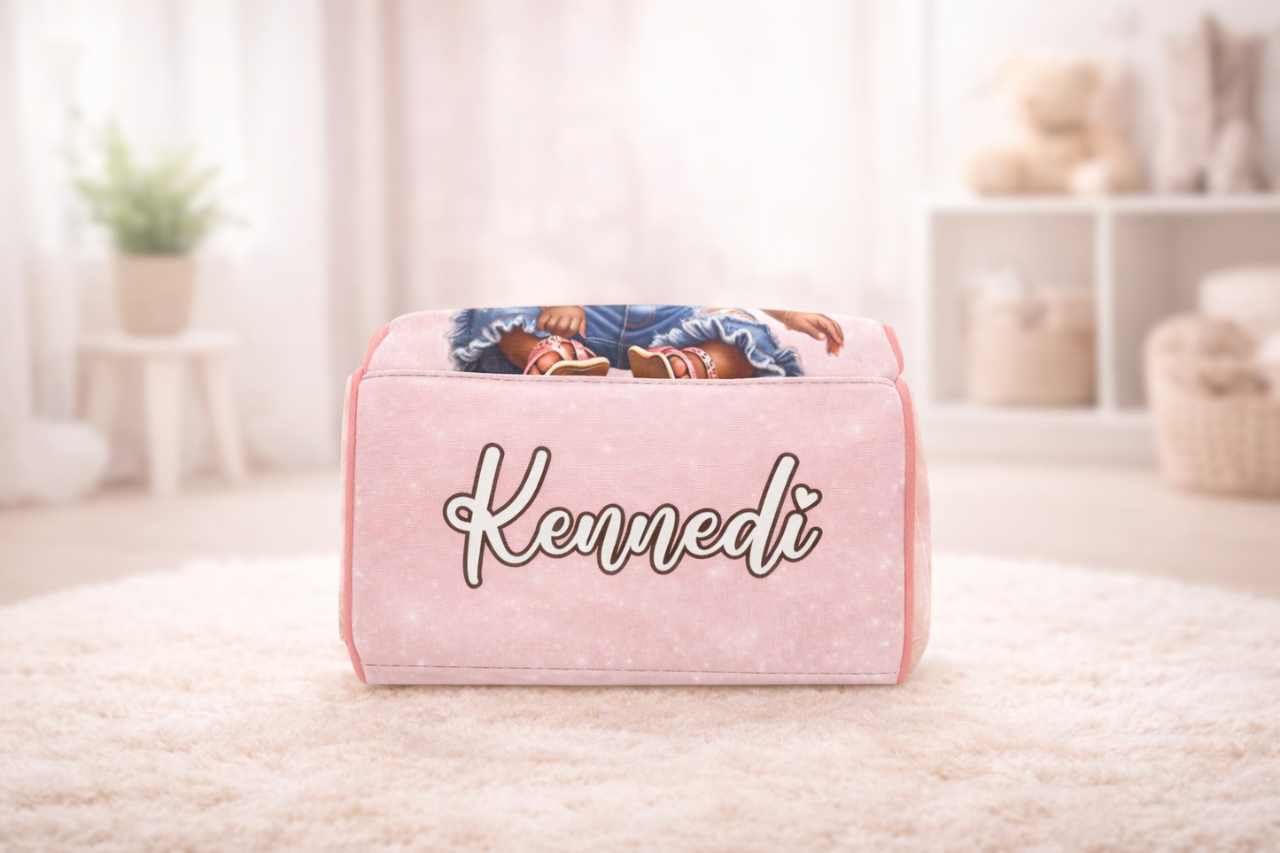 Personalized Bow Diaper Bag and Minky Baby Blanket Bundle