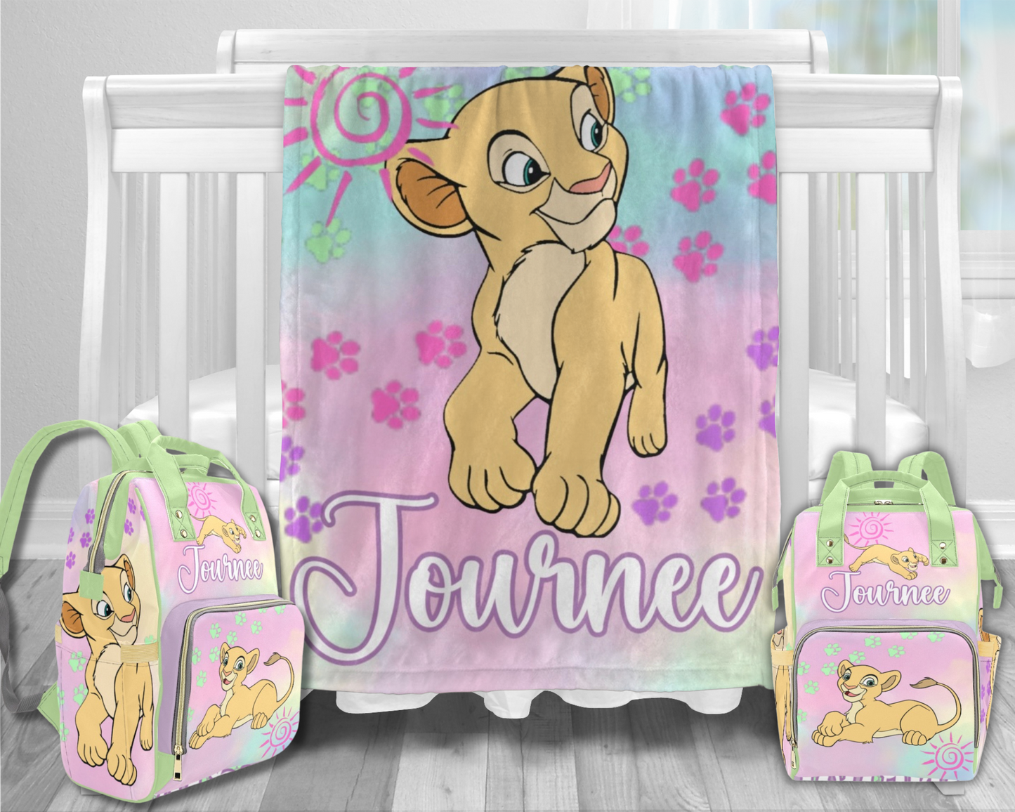 Personalized Diaper Bag and Minky Baby Blanket Bundle