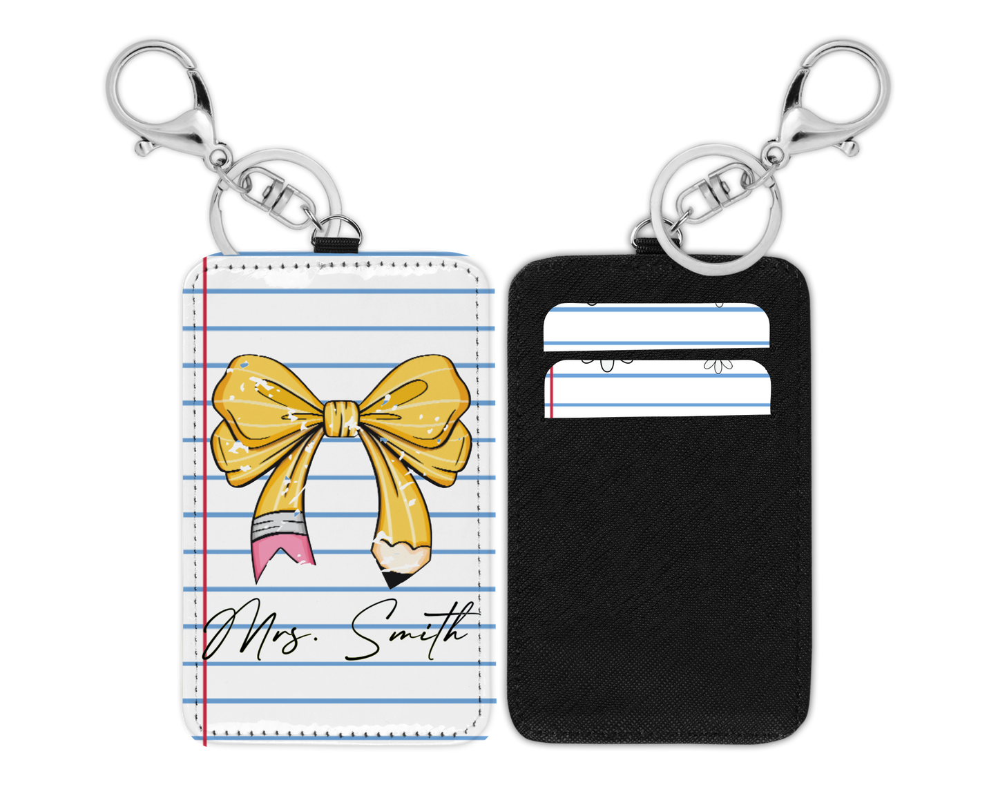 Teacher Bow ID badge Holder (Breakaway Lanyard)