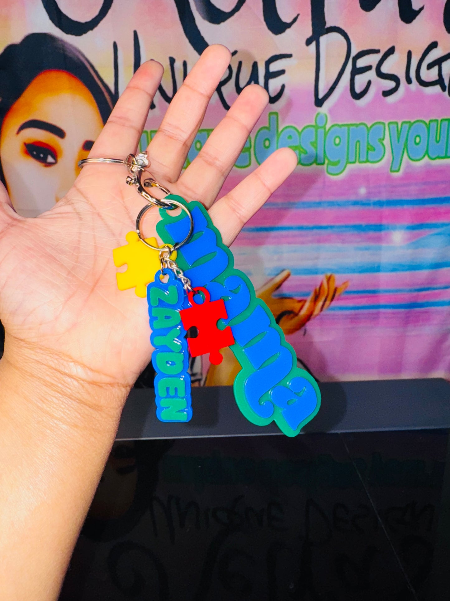 Autism Awareness Mama Keychain