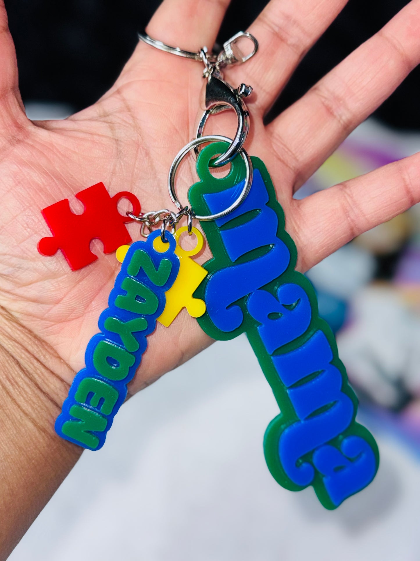 Autism Awareness Mama Keychain