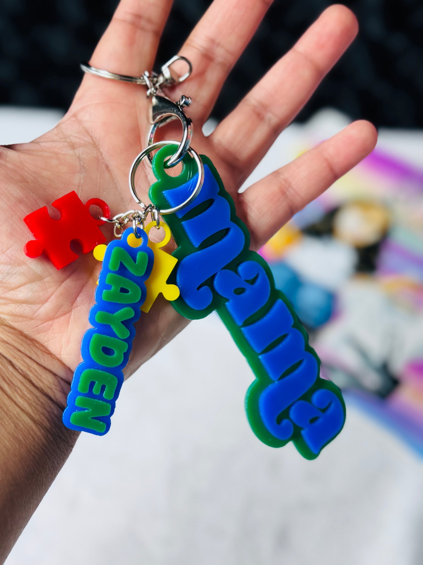 Autism Awareness Mama Keychain