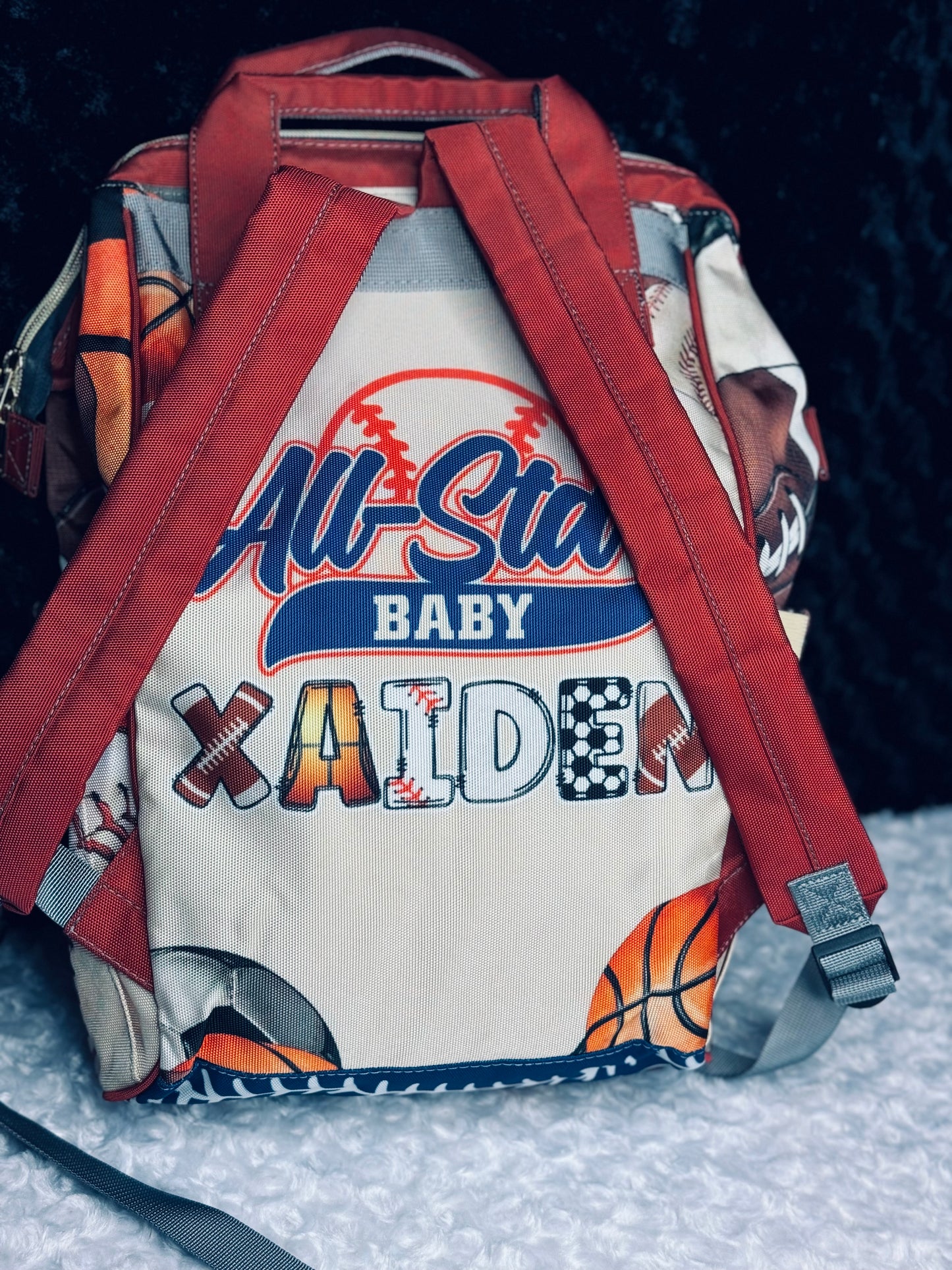 All Star Baby Diaper Bag and Minky Baby Blanket Bundle