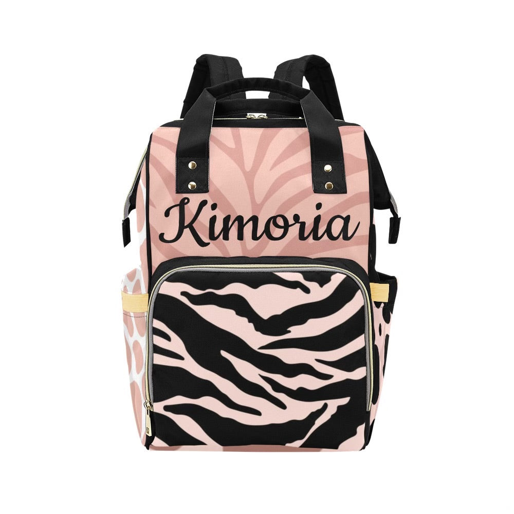 Personalized animal print diaper bag
