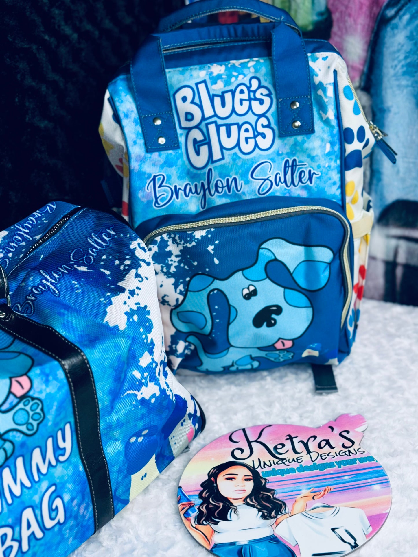 Blues Clues Mommy Bag, Diaper Bag and Minky Baby Blanket Bundle
