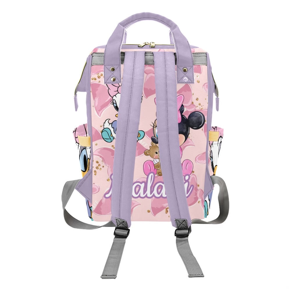 Minnie and Daisy Diaper bag and Minky Baby Blanket Bundle