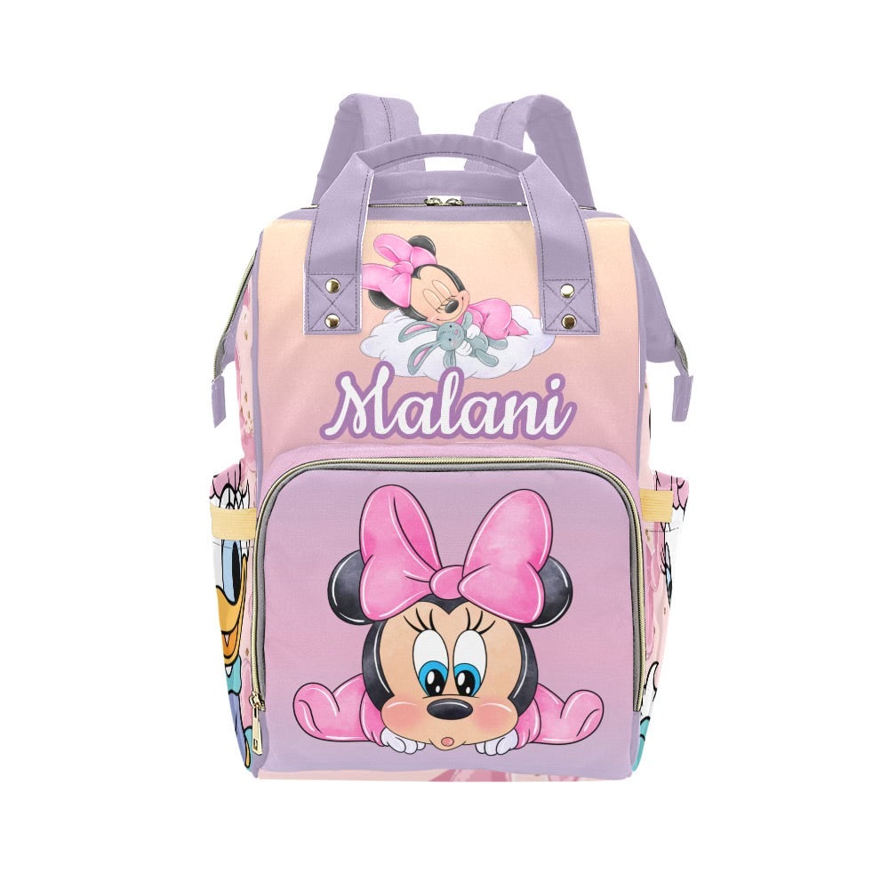 Minnie and Daisy Diaper bag and Minky Baby Blanket Bundle