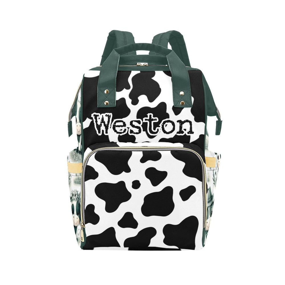 Cow Print Diaper bag and Baby Blanket Bundle