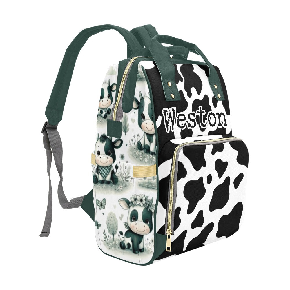 Cow Print Diaper bag and Baby Blanket Bundle
