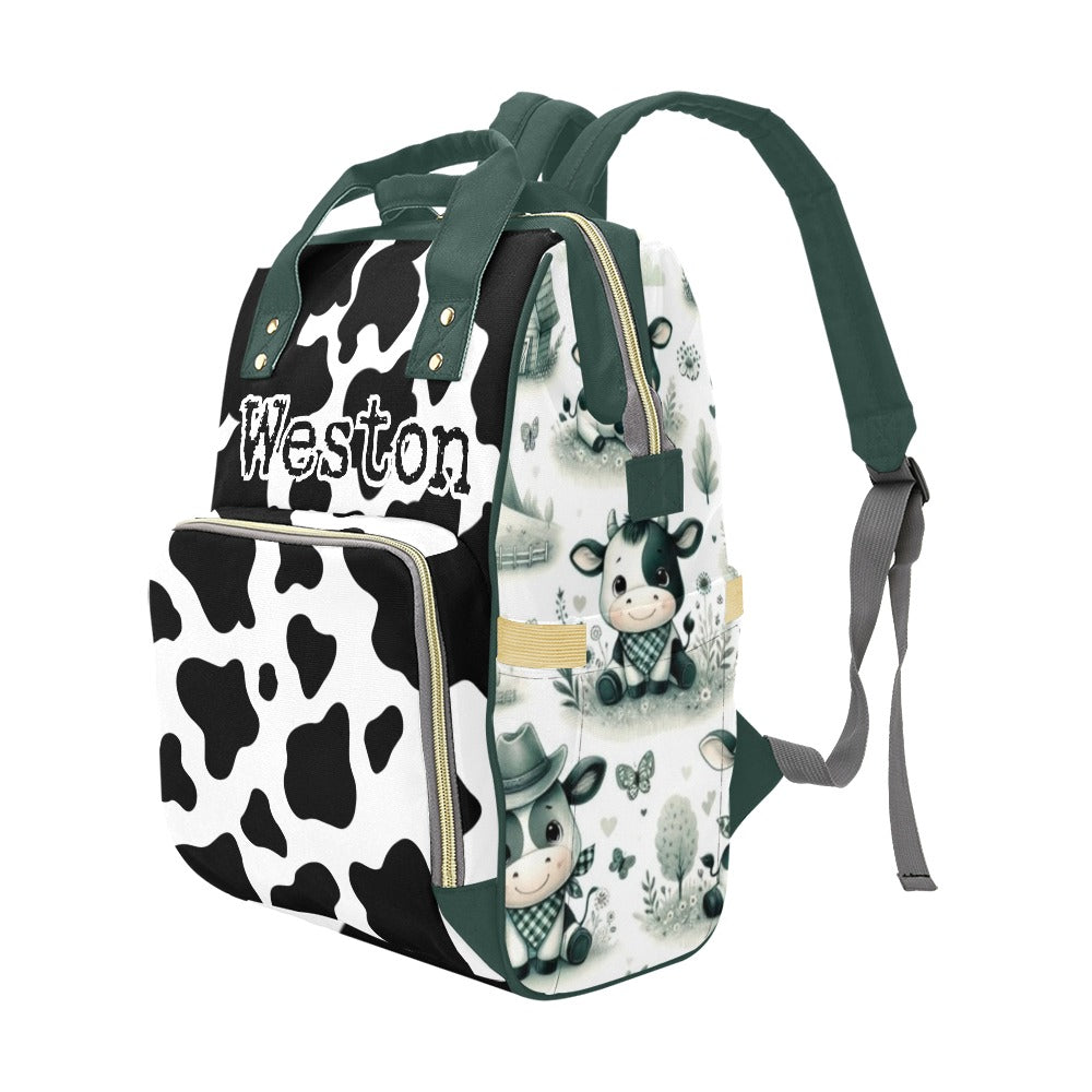 Cow Print Diaper bag and Baby Blanket Bundle