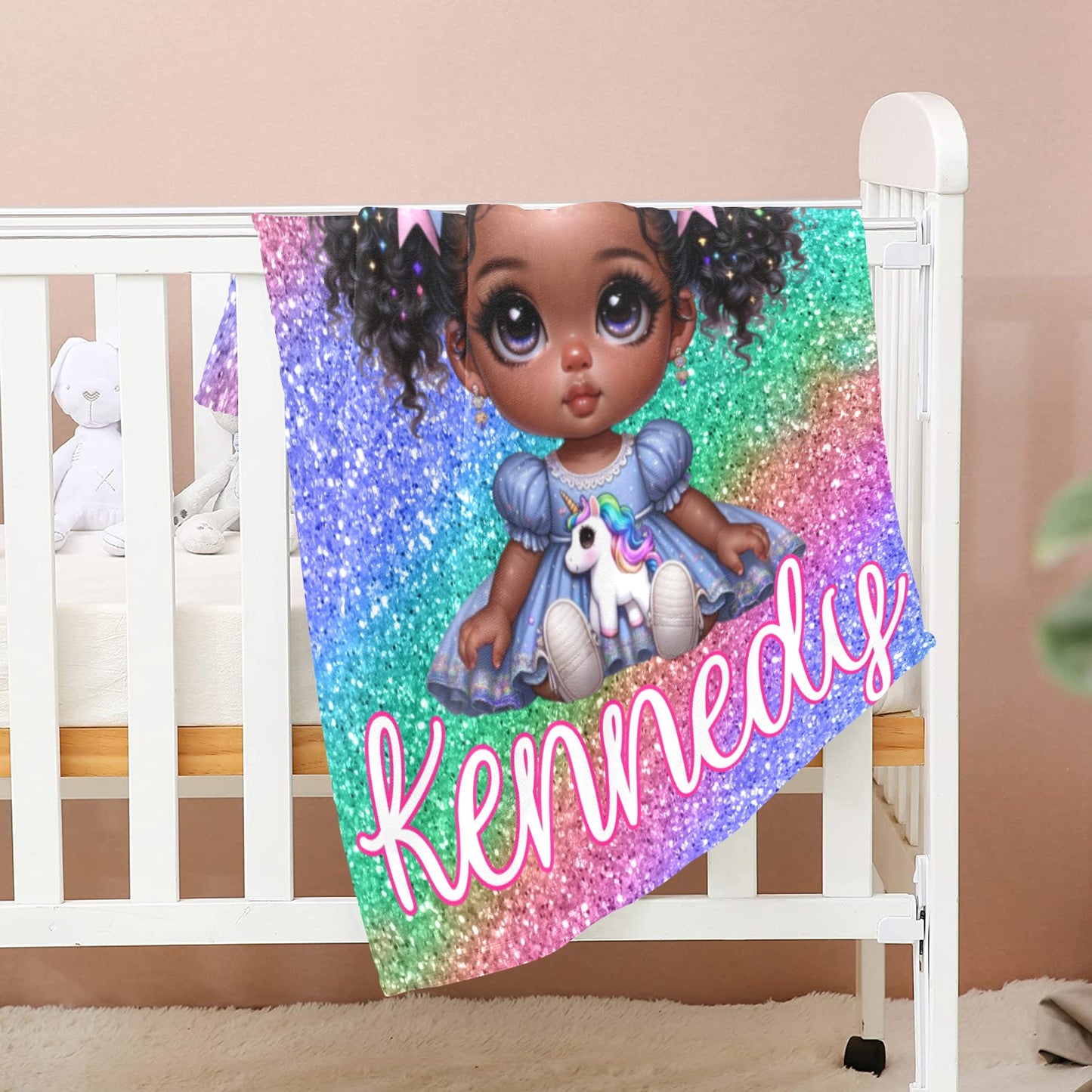Rainbow Unicorn Cozy Minky Baby Blankets