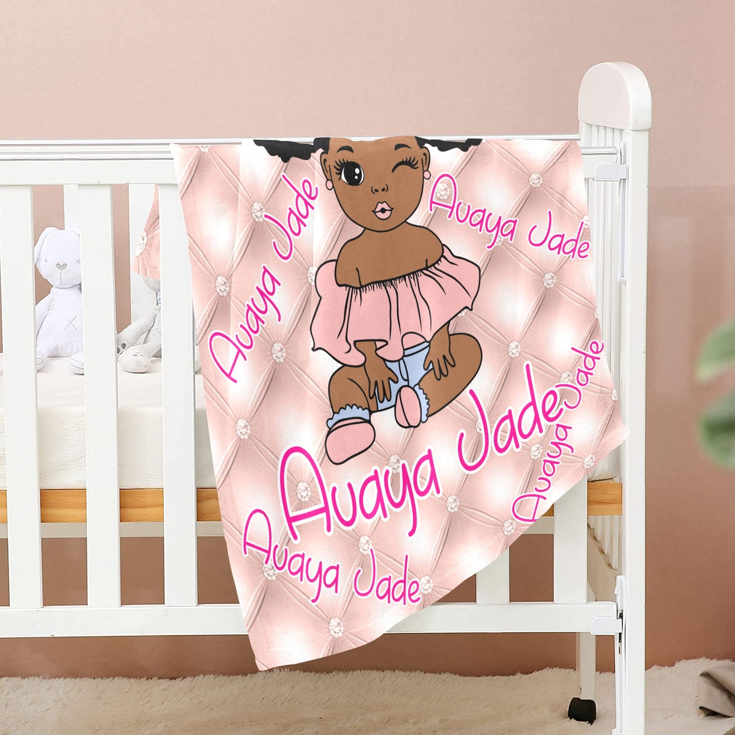 Adorable & Cozy Minky Afro Puff Princess Baby Blanket
