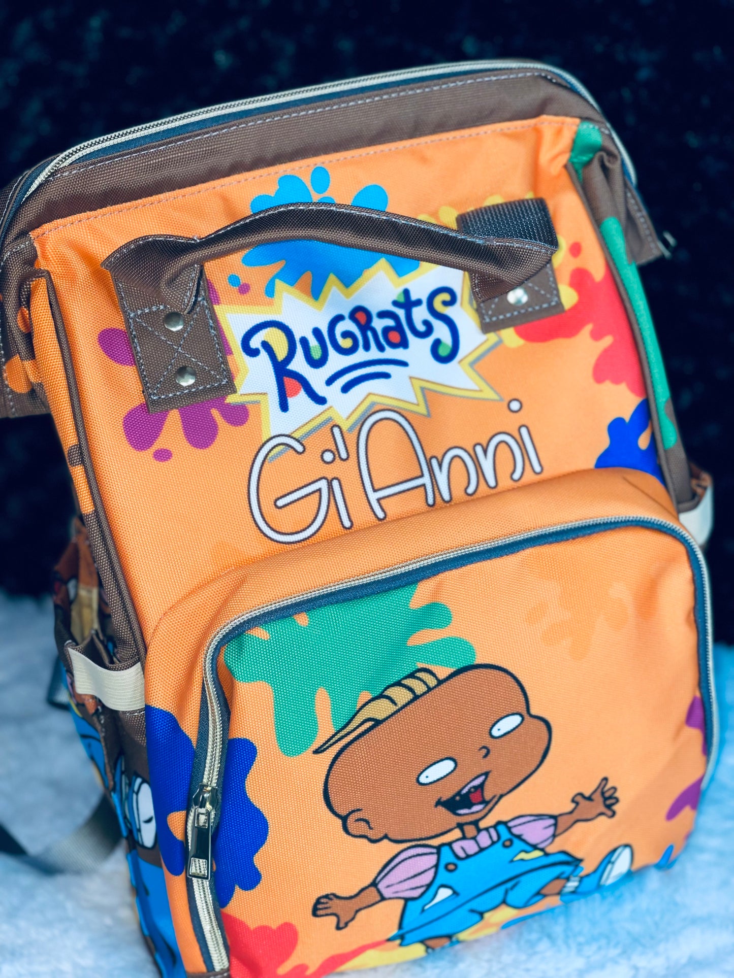 Orange and brown baby bag! 🧡💙