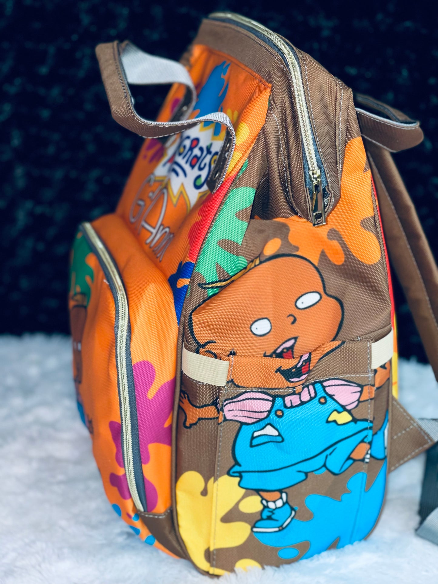 Orange and brown baby bag! 🧡💙