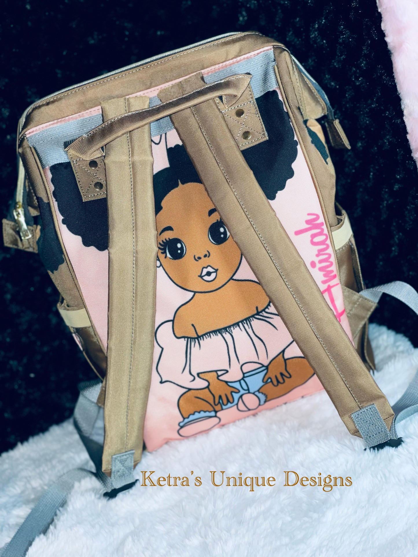 Pink and brown Melanin Baby Bag