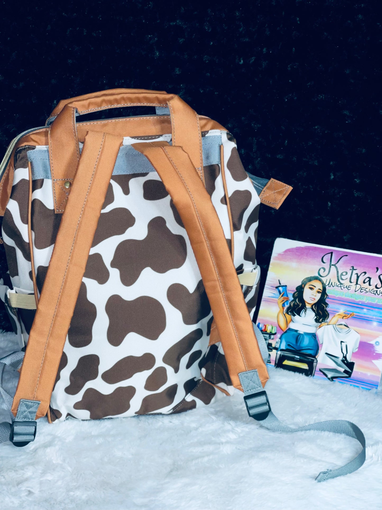 Brown Cow Print Baby Bag