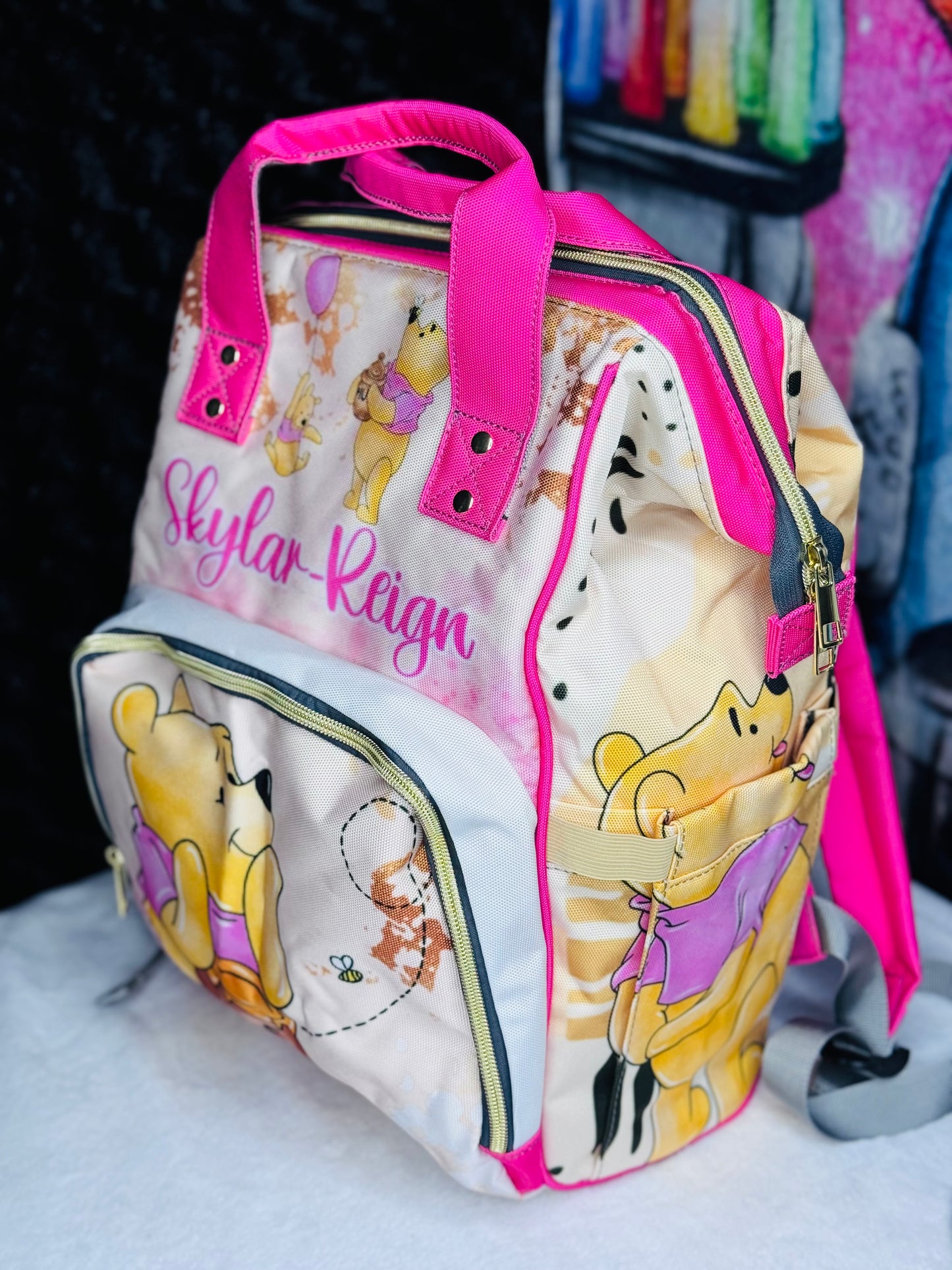 Winnie Diaper Bag, Mommy Bag and Minky Baby Blanket Bundle