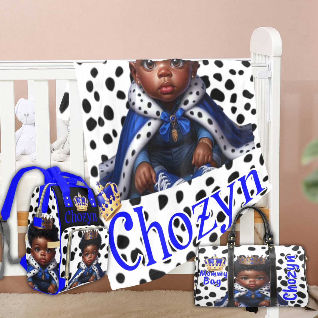 Personalized Little Prince Mommy Bag, Diaper bag and Minky Baby Blanket