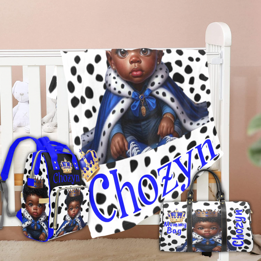 Personalized Little Prince Mommy Bag, Diaper bag and Minky Baby Blanket