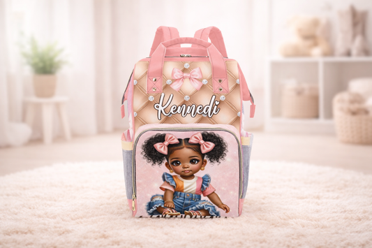 Personalized Bow Diaper Bag