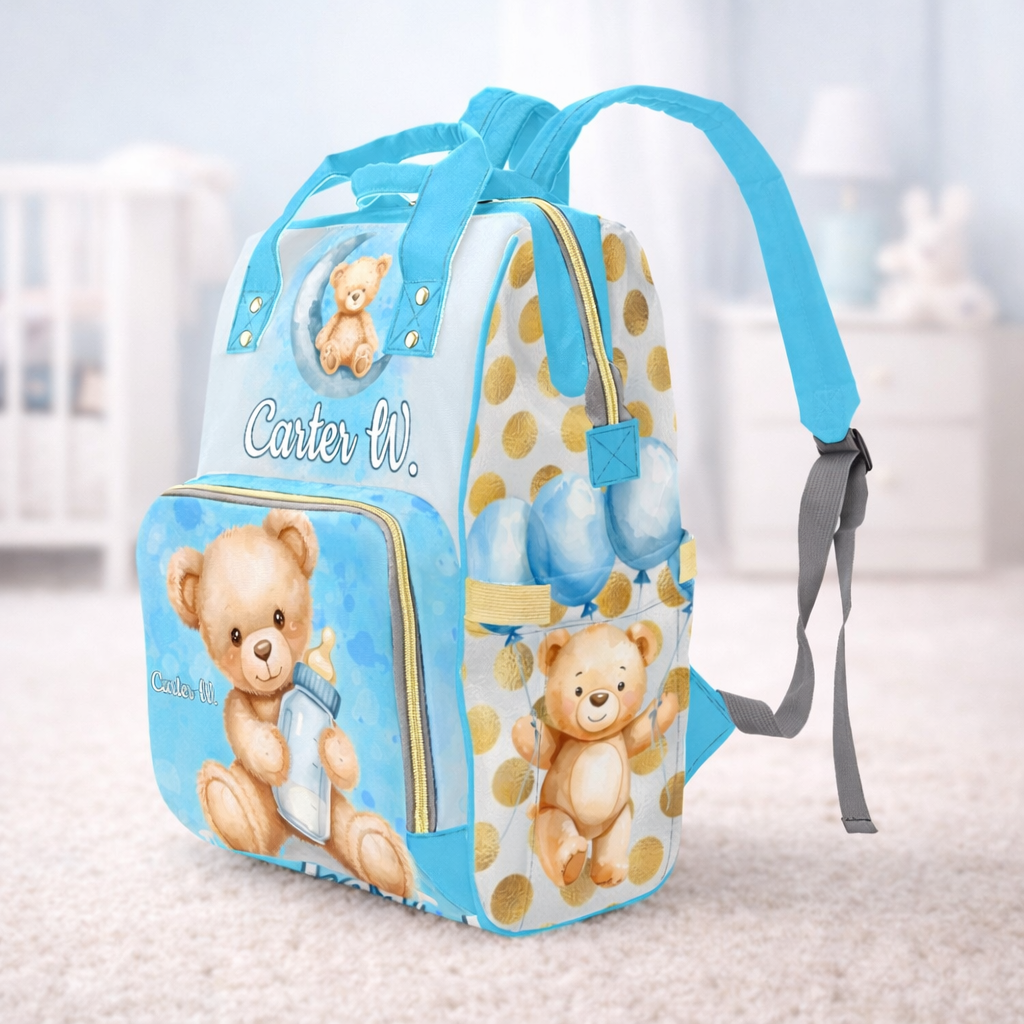 Blue Teddy Bear Diaper Bag