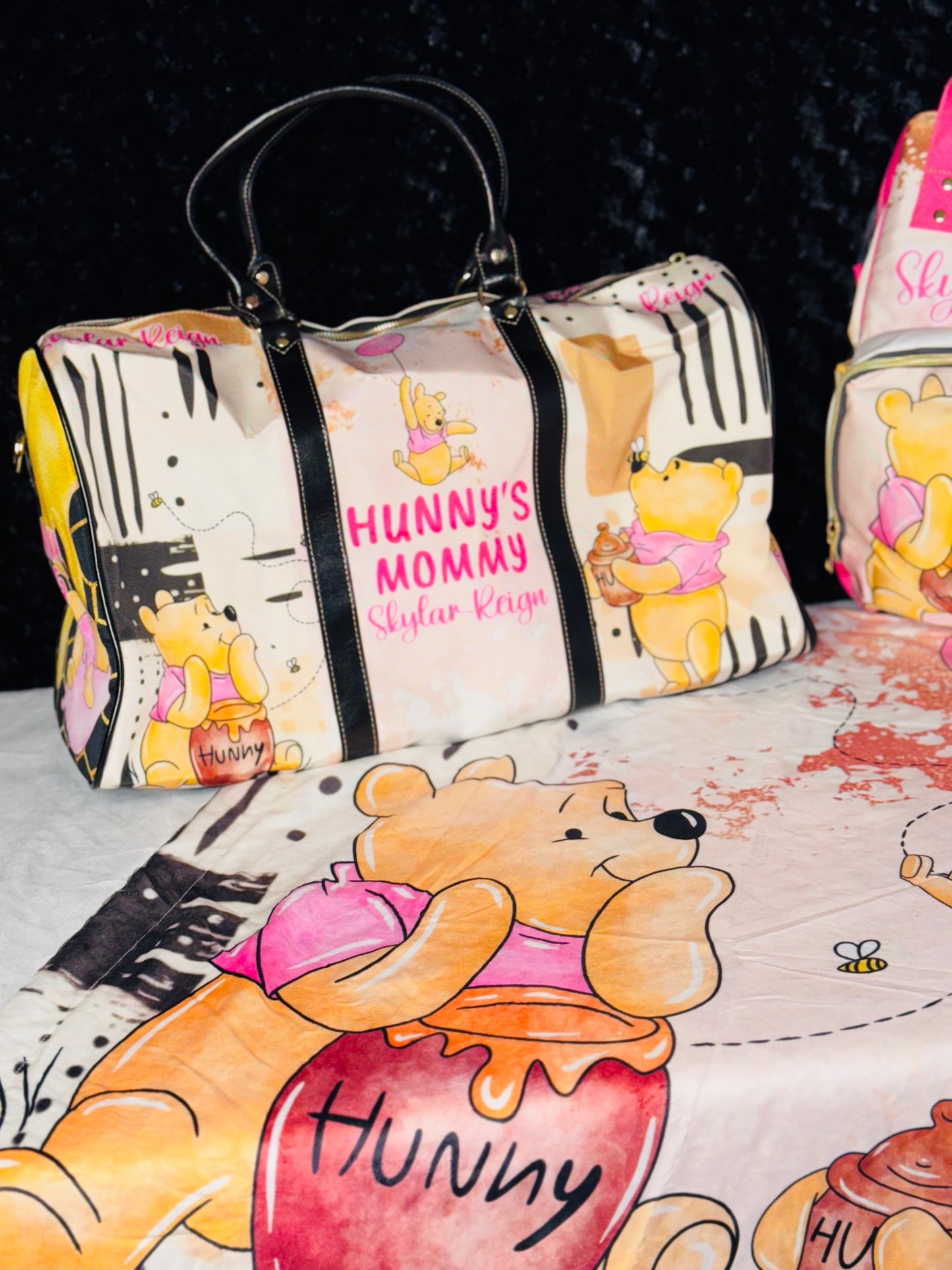 Winnie Diaper Bag, Mommy Bag and Minky Baby Blanket Bundle