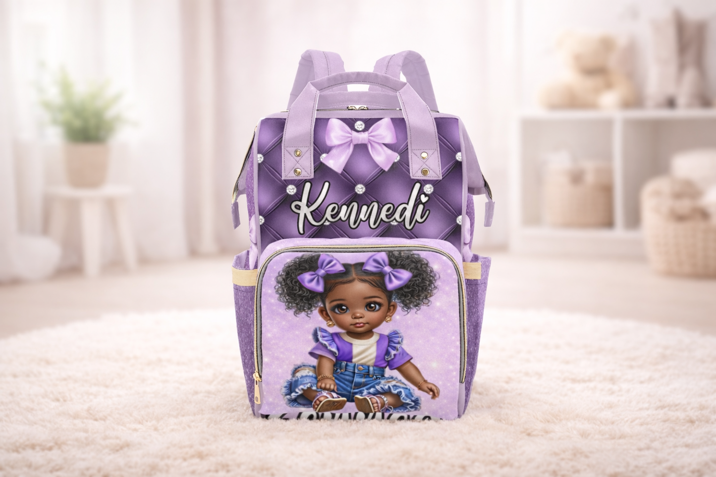 Personalized Bow Diaper Bag