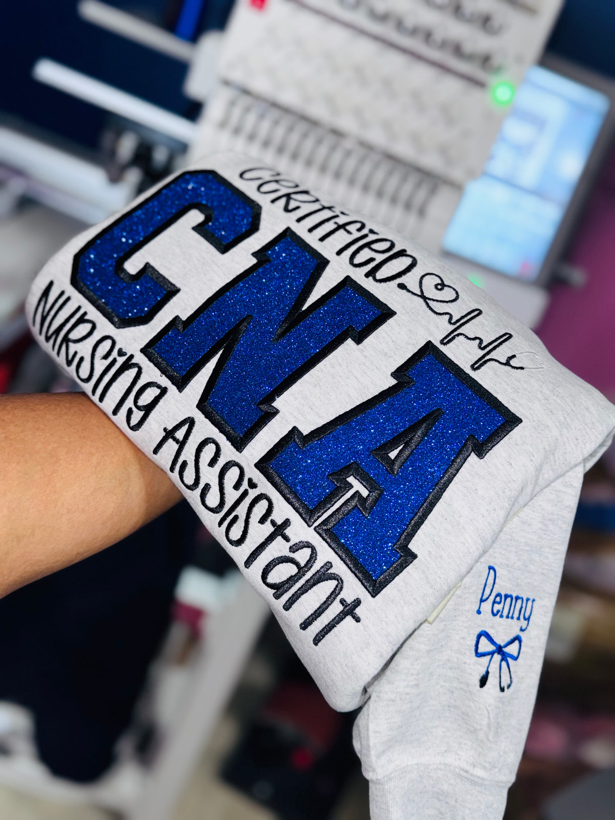 Personalized Healthcare Embroidered Sweatshirt with Sleeve Customization