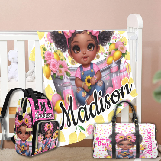 Paw Diaper bag, Mommy bag and Minky Baby Blanket Bundle