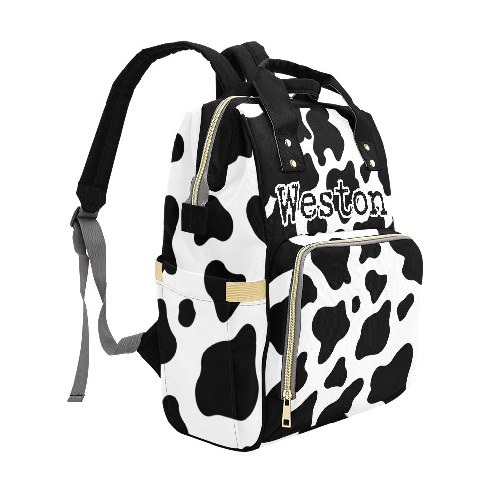Cow Print Baby Bag and Minky Baby Blanket Bundle