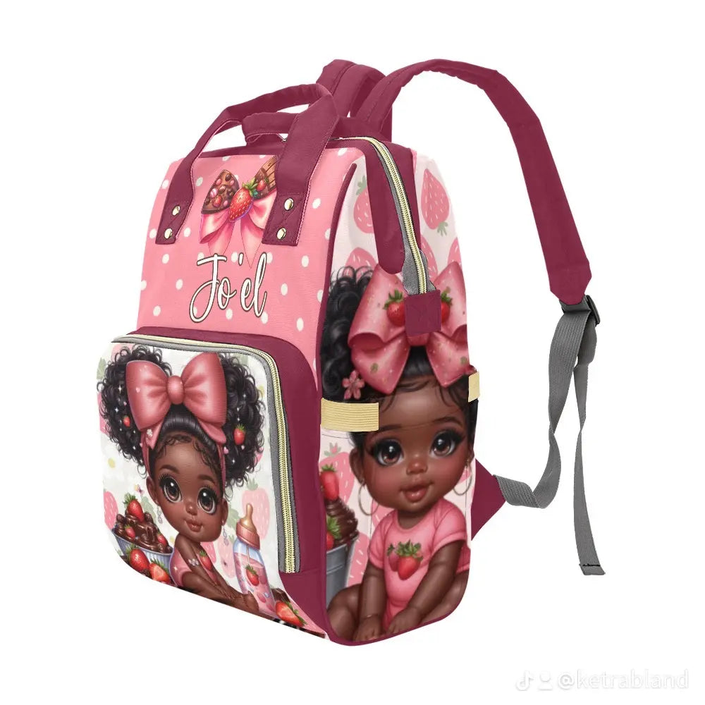 Strawberry Themed, Mommy Bag, Baby Bag and Minky Baby Blanket