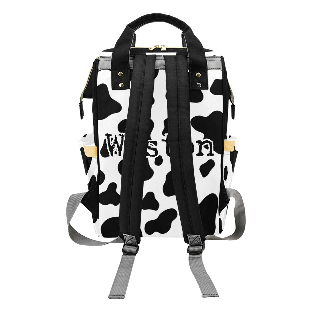 Cow Print Baby Bag and Minky Baby Blanket Bundle