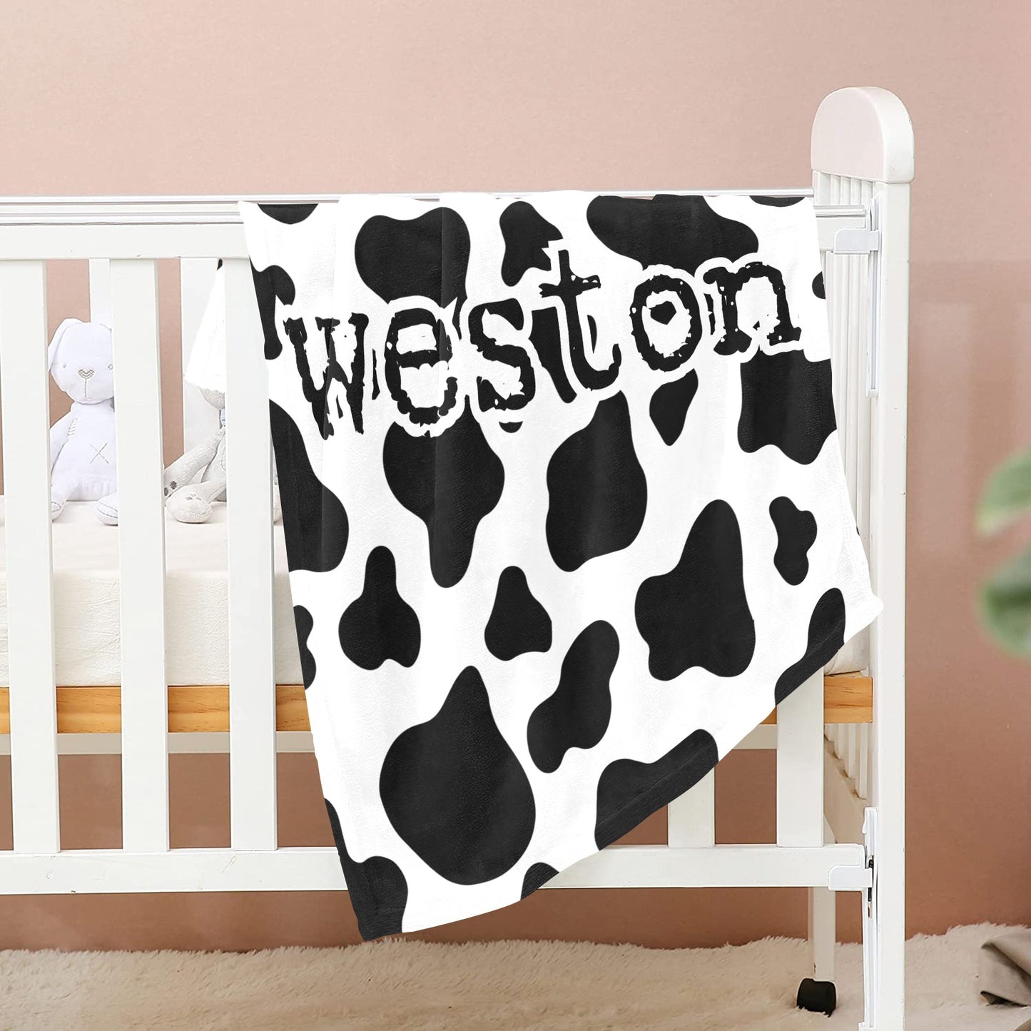 Cow Print Baby Bag and Minky Baby Blanket Bundle