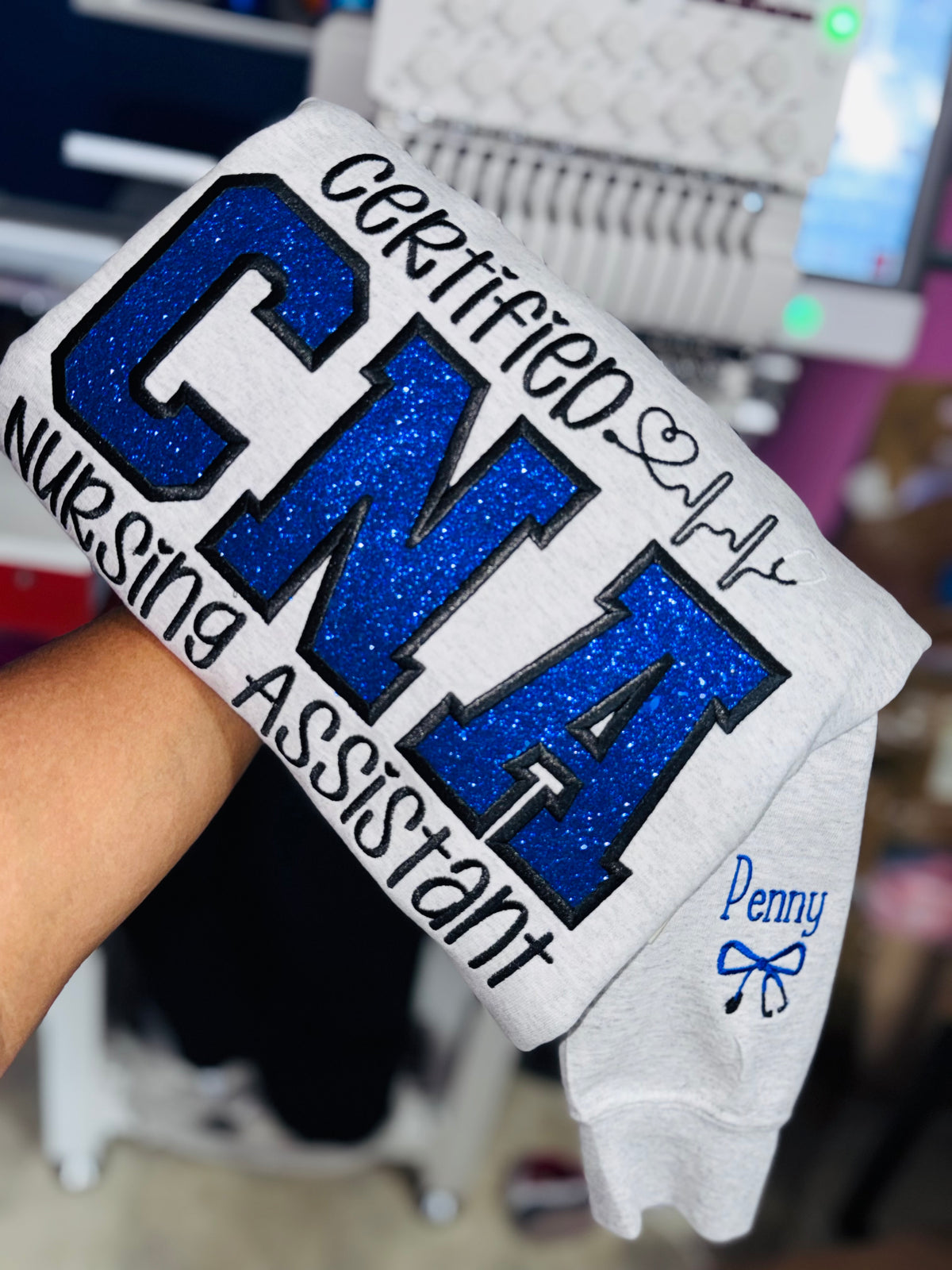 Personalized Healthcare Embroidered Sweatshirt with Sleeve Customization