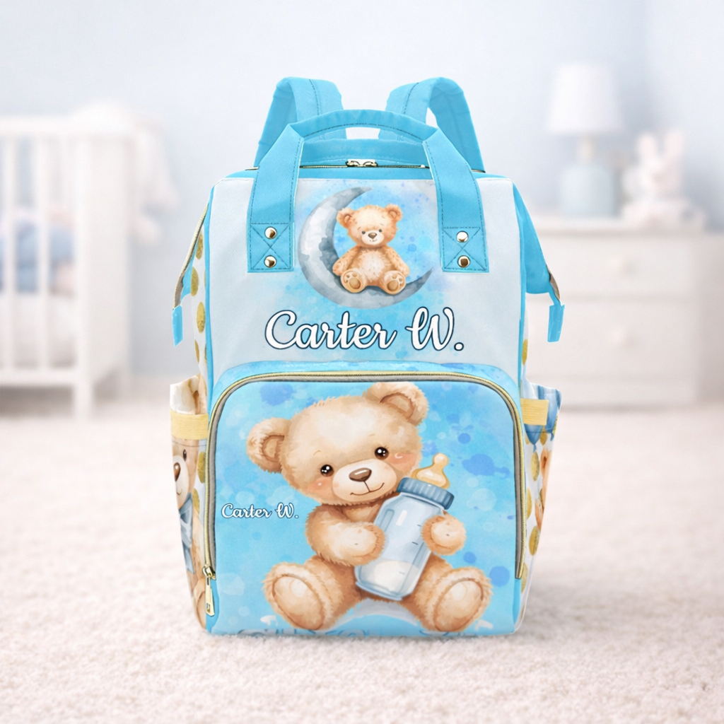 Blue Teddy Bear Diaper Bag