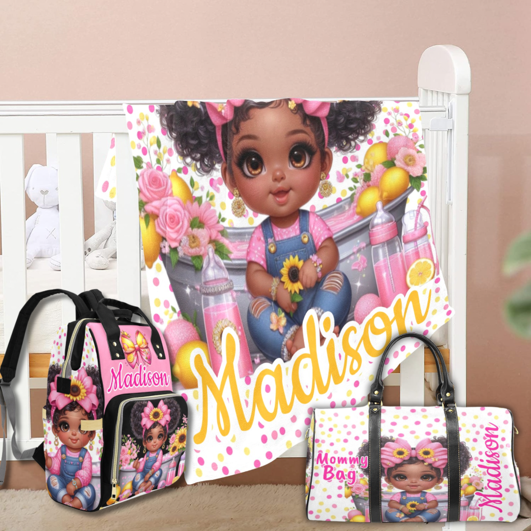 Paw Diaper bag, Mommy bag and Minky Baby Blanket Bundle