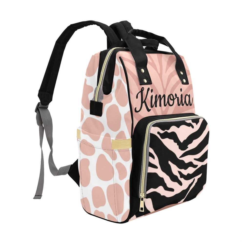 Personalized animal print diaper bag