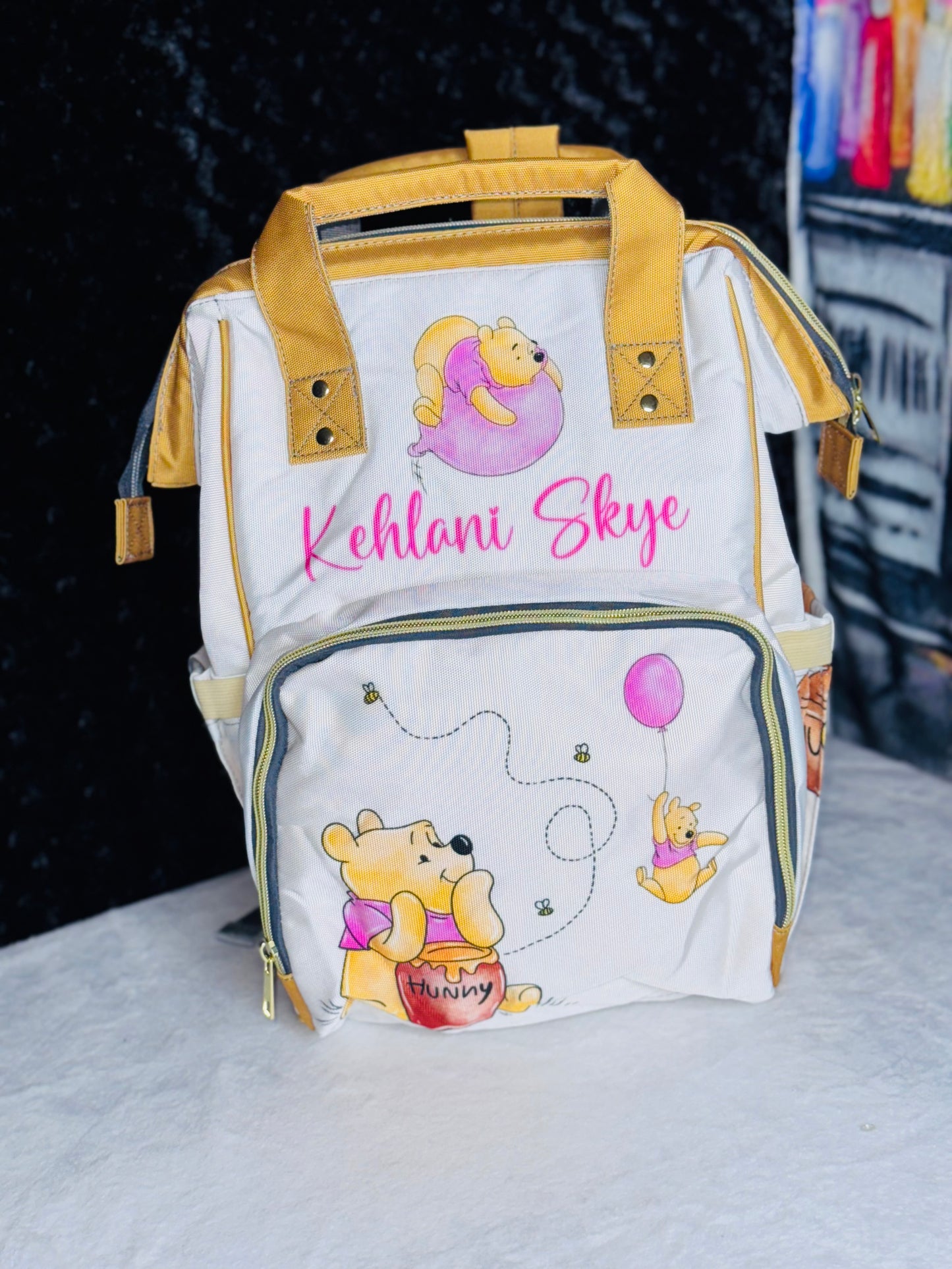 Winnie Diaper Bag, Mommy Bag and Minky Baby Blanket Bundle