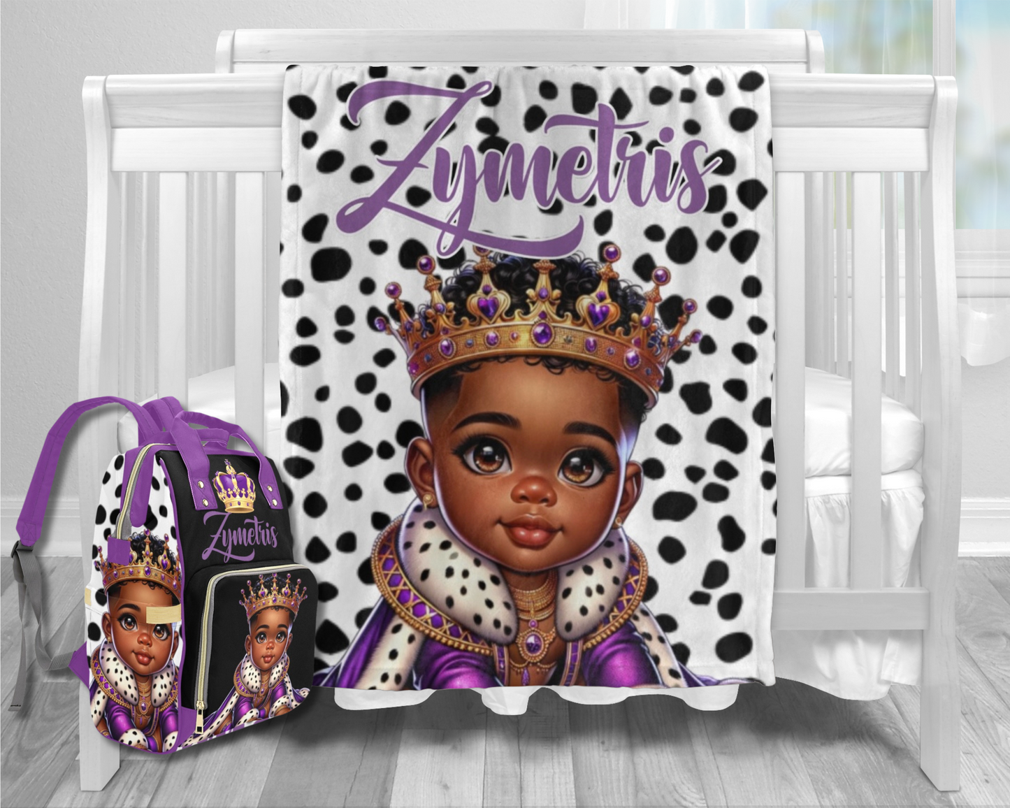 Personalized Diaper bag and Minky Baby Blanket Bundle