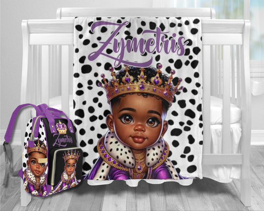 Personalized Diaper bag and Minky Baby Blanket Bundle