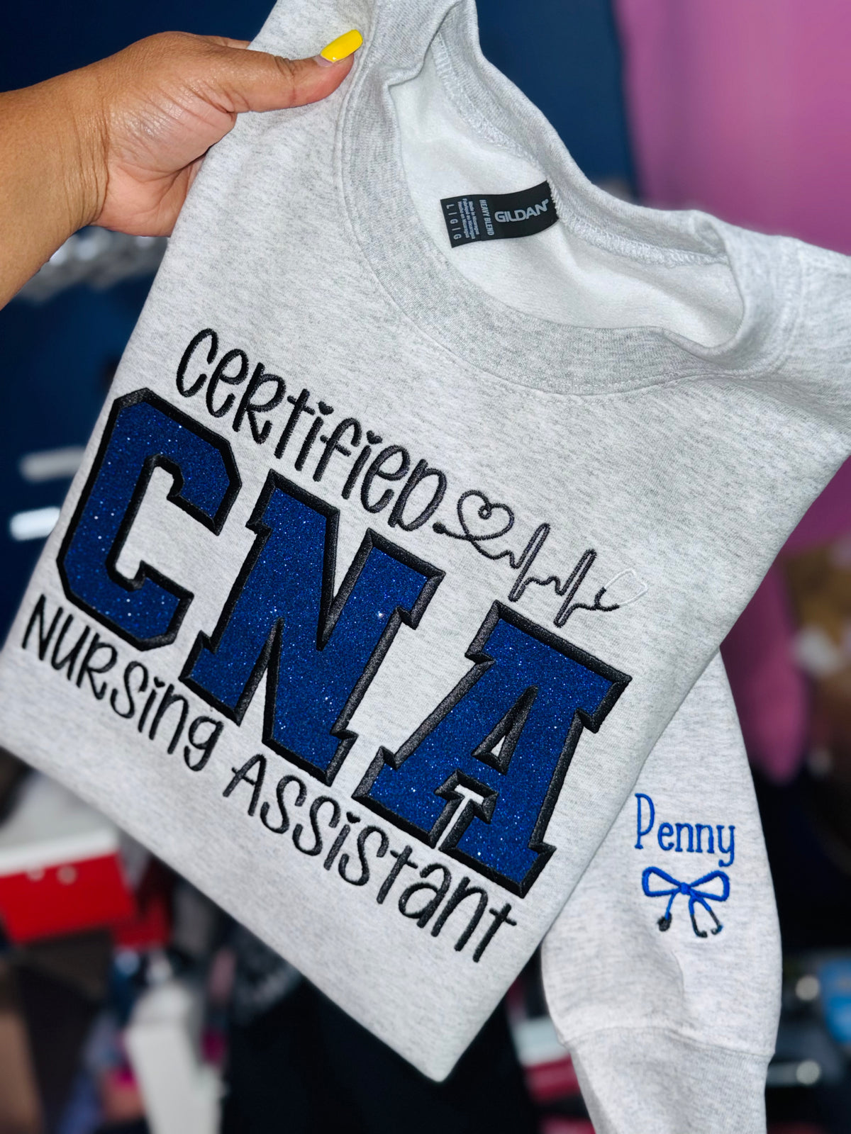 Personalized Healthcare Embroidered Sweatshirt with Sleeve Customization