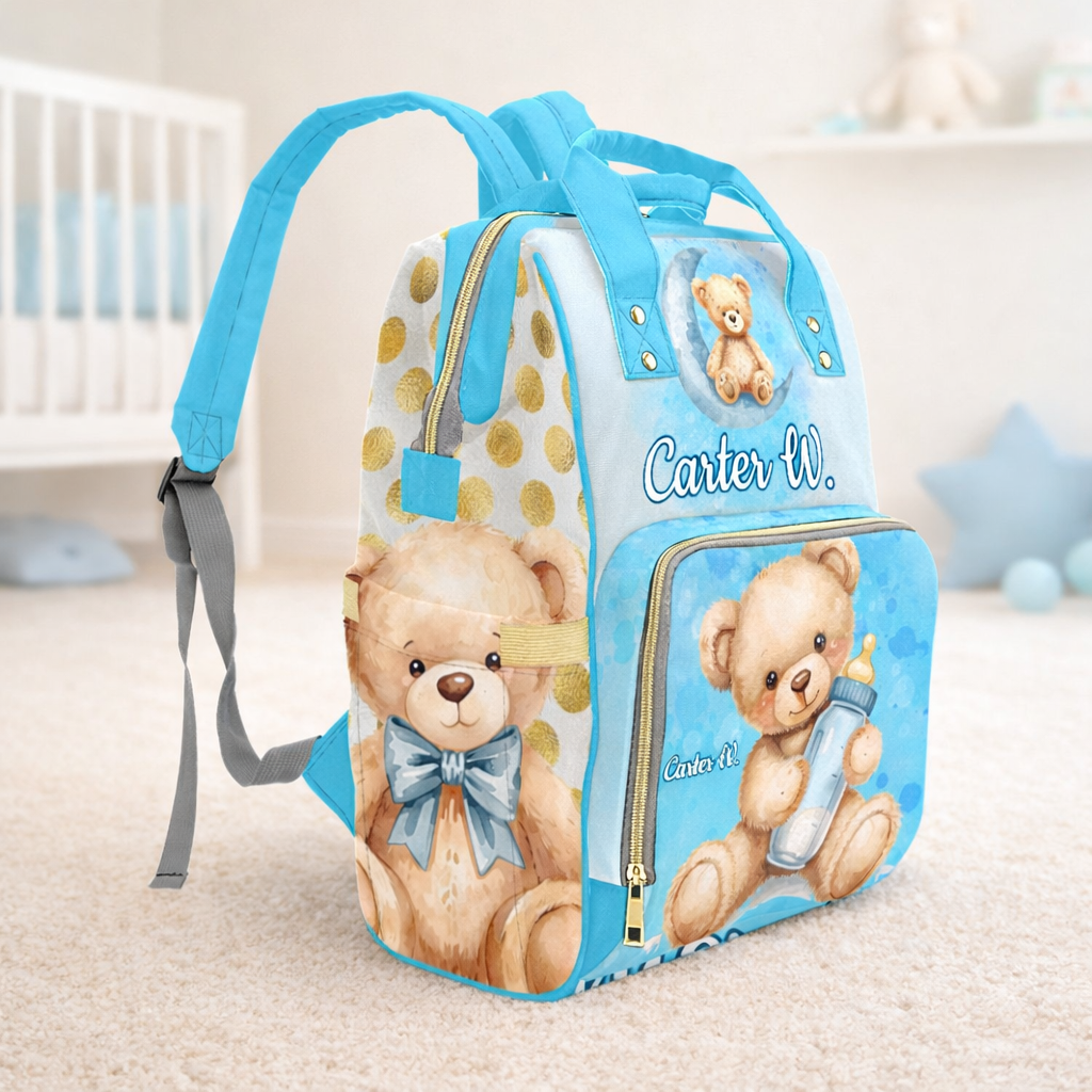 Blue Teddy Bear Diaper Bag