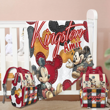 Load image into Gallery viewer, Personalized Diaper Bag and Minky Baby Blanket Bundle
