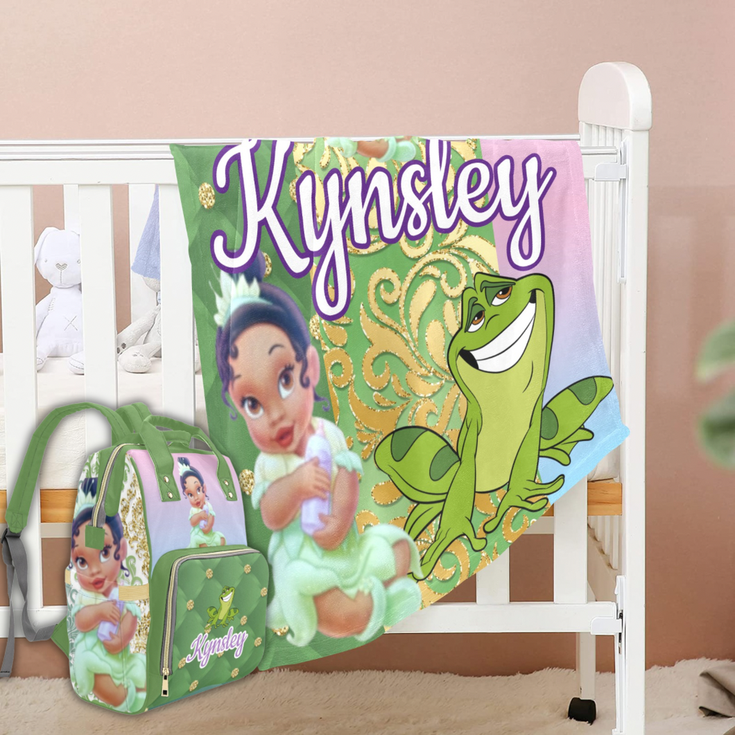 Personalized Diaper Bag and Minky Baby Blanket Bundle