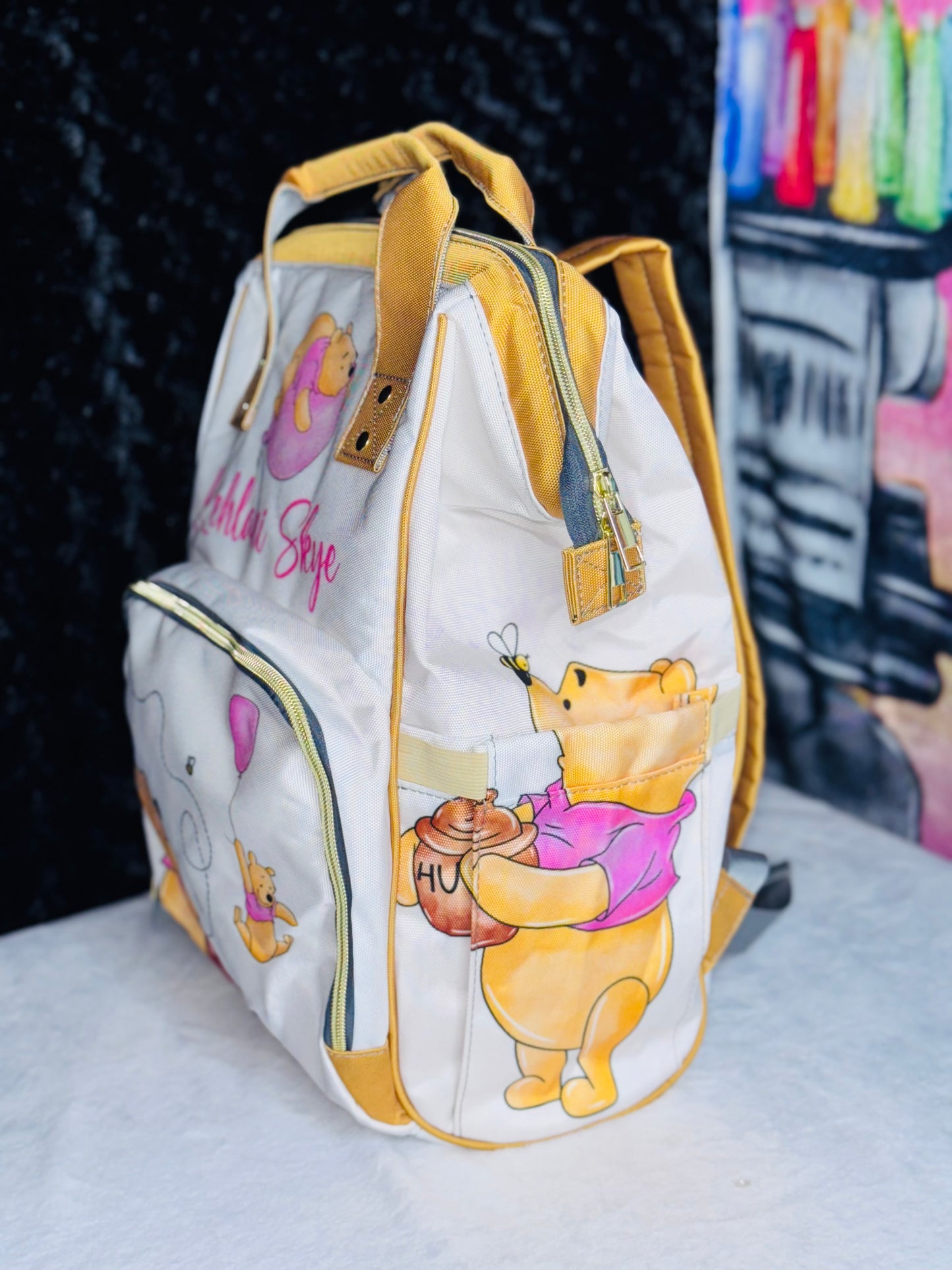 Winnie Diaper Bag, Mommy Bag and Minky Baby Blanket Bundle