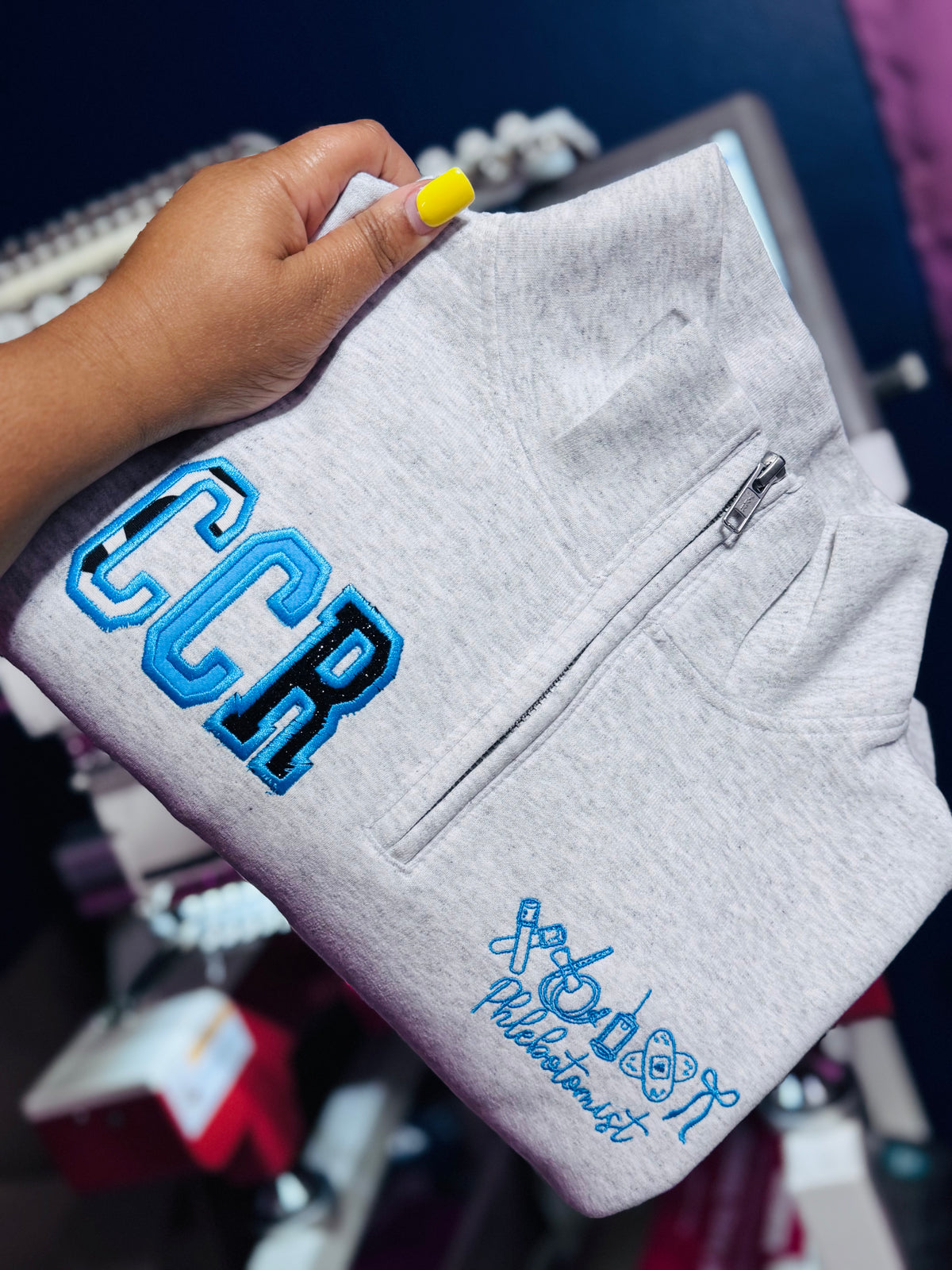 Cow Print Phlebotomist with Initials Quarterzip