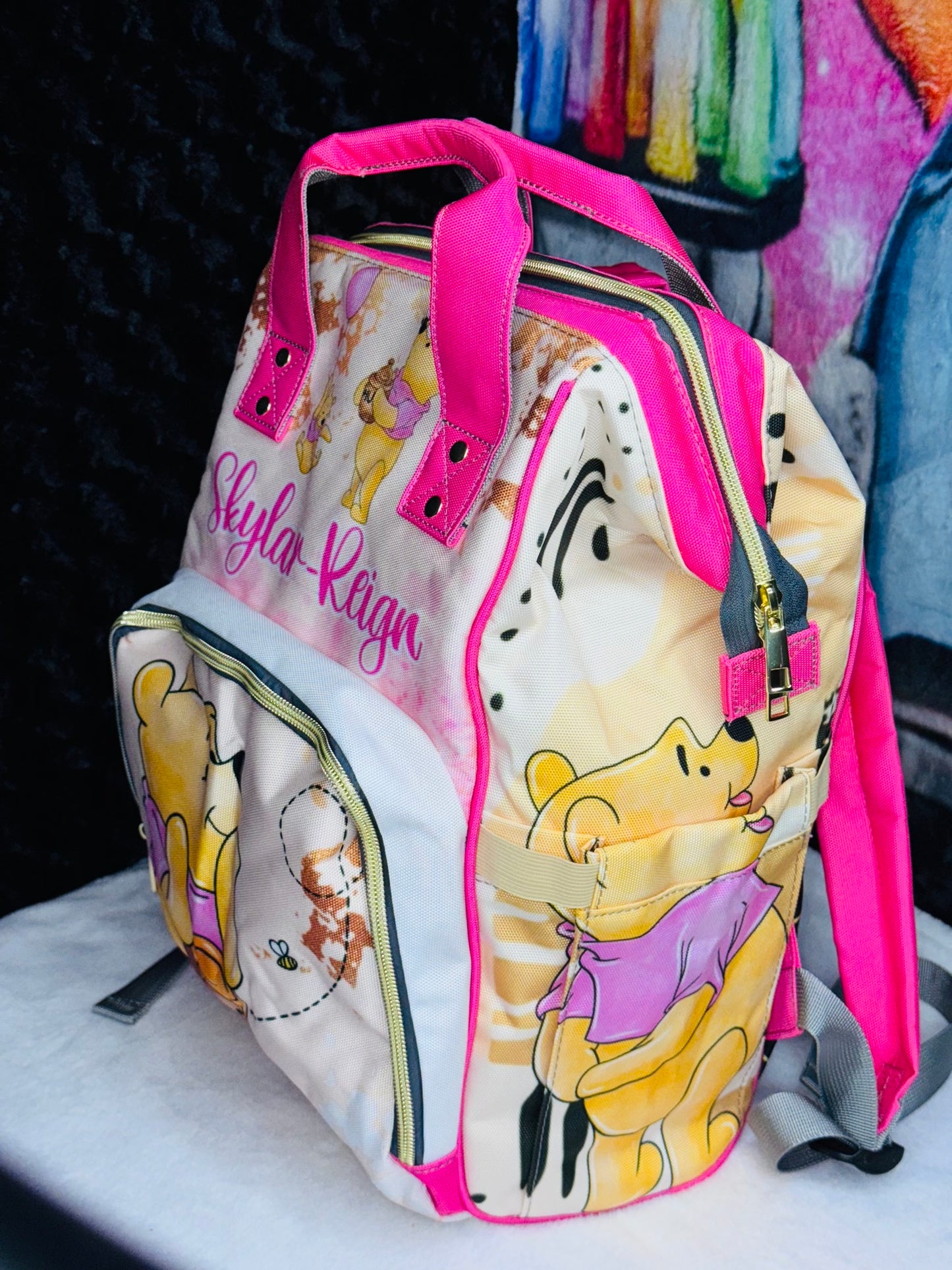 Winnie Diaper Bag, Mommy Bag and Minky Baby Blanket Bundle