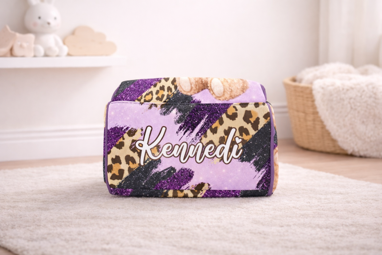 ✨ Purple Teddy Bear Diaper Bag